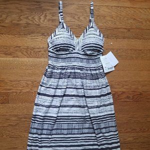 ATHLETA cream and brown striped dress NWT